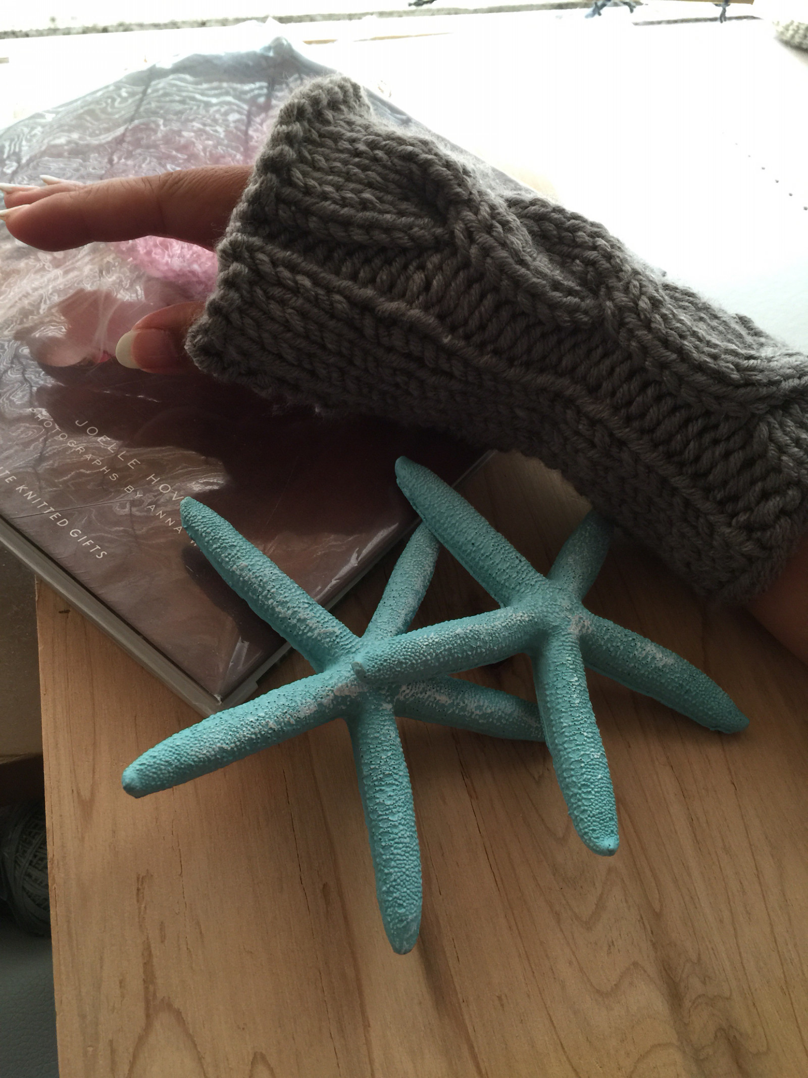 棒編みクラス knit arm warmer